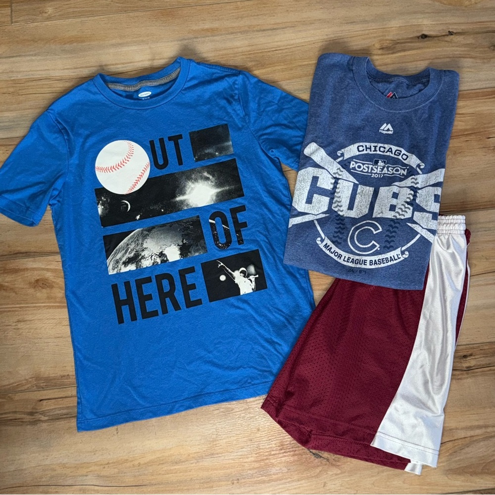 🍍 MLB Chicago Cubs Blue Baseball Kids T-Shirt Set Boys XXL 14 16 Spring Training